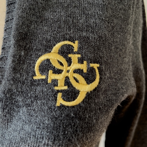 Vintage Y2K Guess Jeans Knitted Zipper Logo Cardigan Sweater - Large - Picture 3 of 11